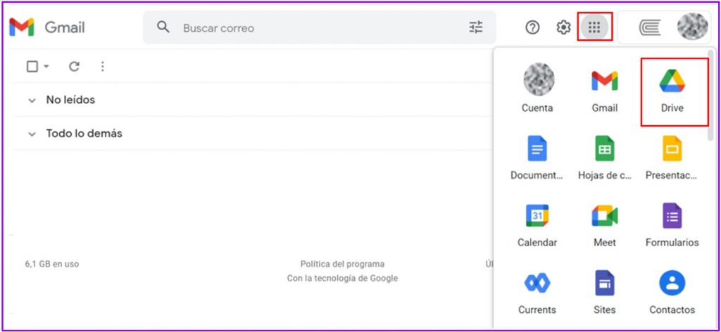 Accede a Google Drive desde tu cuenta de estudiante.